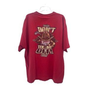 XXL Wrangler Cowboy Golf "Don't‎ Tee Me Off" Red Men's Cotton Golf Tee Shirt